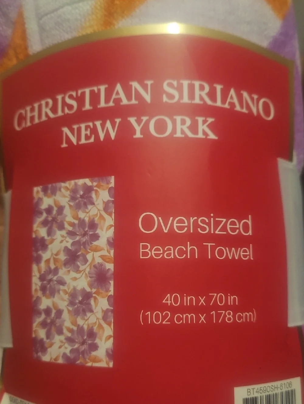 Christian Siriano Purple and Orange Floral Towel